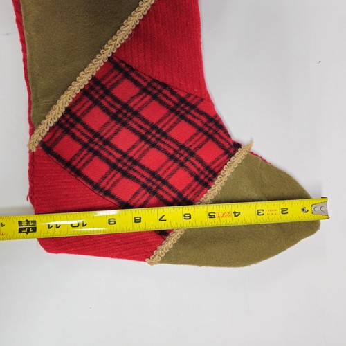 Christmas Stocking Faux Fur Twine Burlap Handmade ? Felt Plaid Mixed 16" READ - Picture 4 of 8