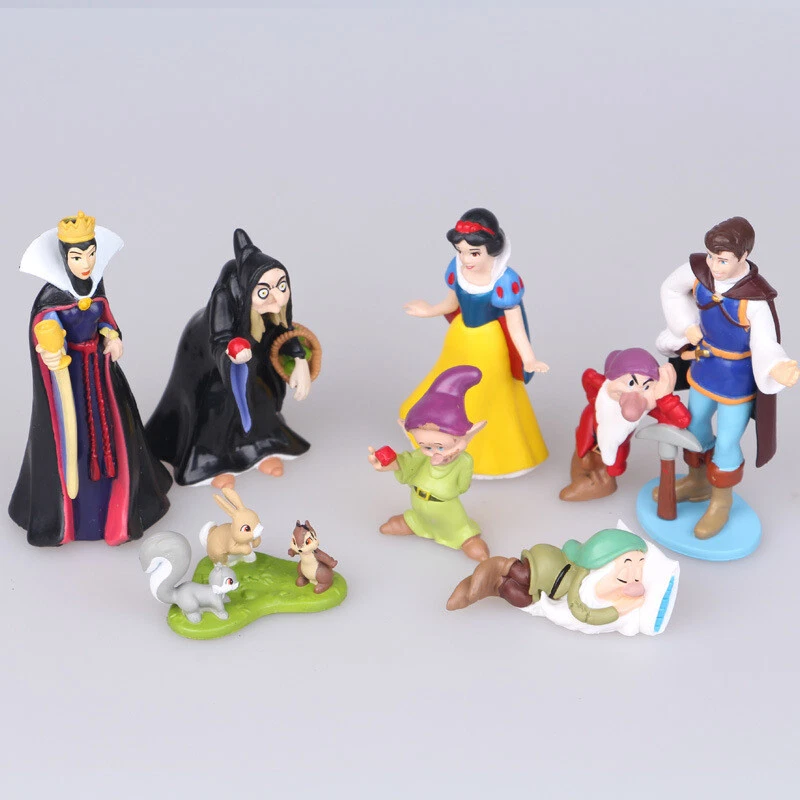 8 pcs Princess Snow White & The Seven Dwarfs Evil Queen Cake Topper Figures Toy - Image 3 of 4