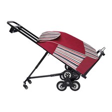 Foldable Stair Climbing Cart with Seat Tri Wheel Grocery Trolley Waterproof Bag