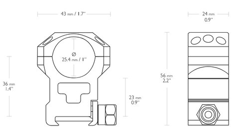 Hawke Tactical Ring Mounts 2pc Scope Rifle Mount Weaver / 9-11mm All sizes - Picture 9 of 12