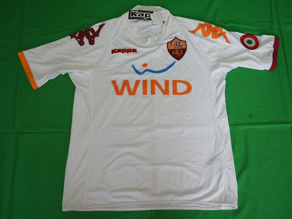 AS Roma Kappa ホワイト半袖ジャージバティストゥータ　アウェイ 2008-2009 AS Roma ASR Jersey Shirt Maglia Away Wind Kappa