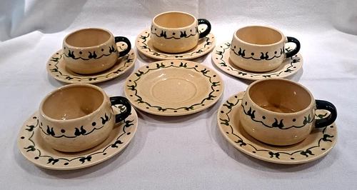 Lot of 5 Cups/Saucers +Vintage Metlox Poppy Trail Homestead Provincial