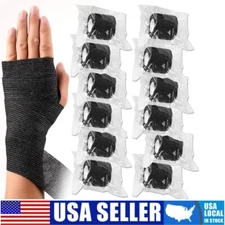 Black Self Adhesive Cohesive Vet Gauze Tape Bandage Elastic Adherent 2"x 5Yards