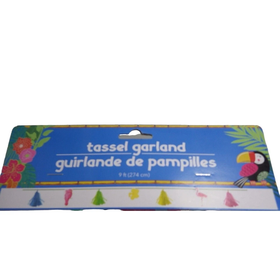 Guirnalda Tropical Borla Pom Piscina Fiesta Banner Rosa Flamenco Cacatúa 7 Pies Playa Foto 2 de 4