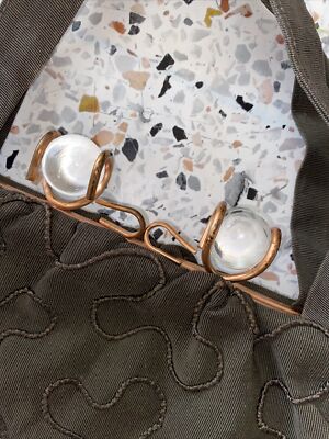 Vintage Purse Frame Kiss Clasp Crystal Balls Witchy brown
