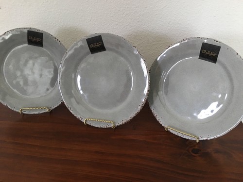 Three LL Mulino Melamine 9" Round Salad Plates Grey New - Picture 6 of 9