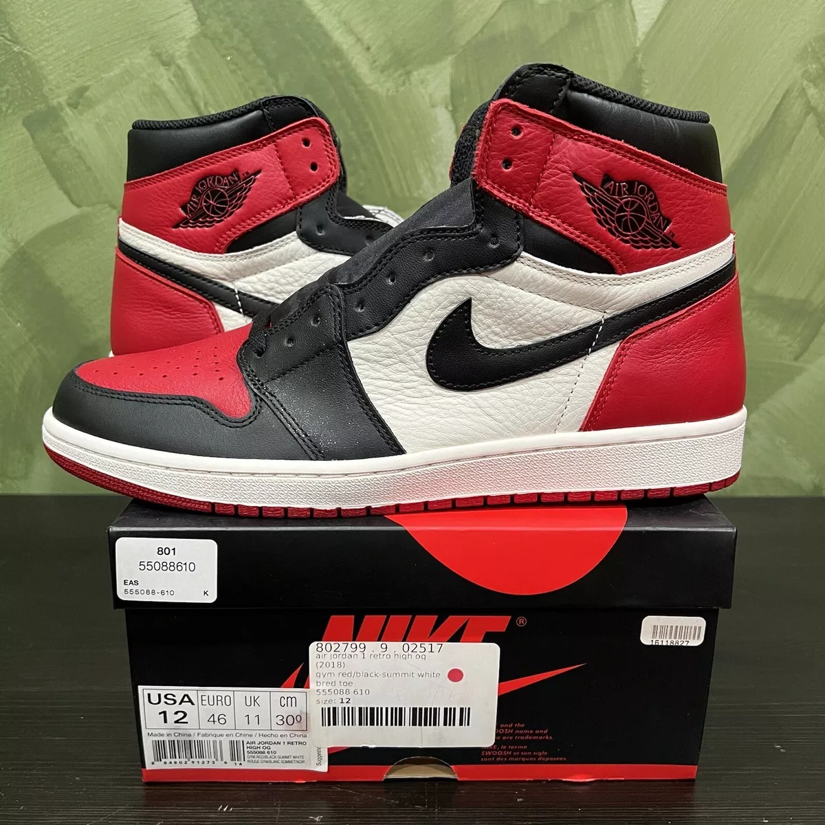 Air jordan 1 retro high og bred toe 2018 top