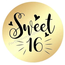 GOLD FOIL SWEET 16 BIRTHDAY ENVELOPE SEALS LABELS STICKERS PARTY FAVORS