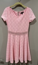 City Studios Juniors' Embroidered Pink Eyelet Skater Dress - Size 0