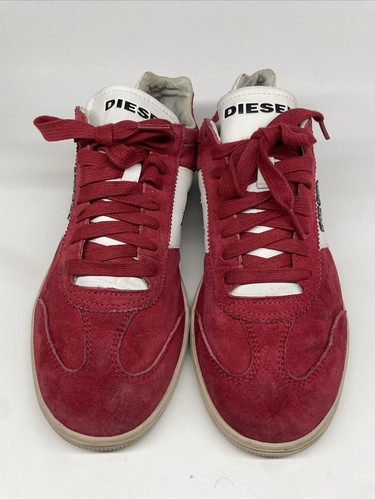 DEISEL Men's Red Leather VINTAGE LOUNGE Shoes Size 10 Metal Logo - Picture 3 of 7