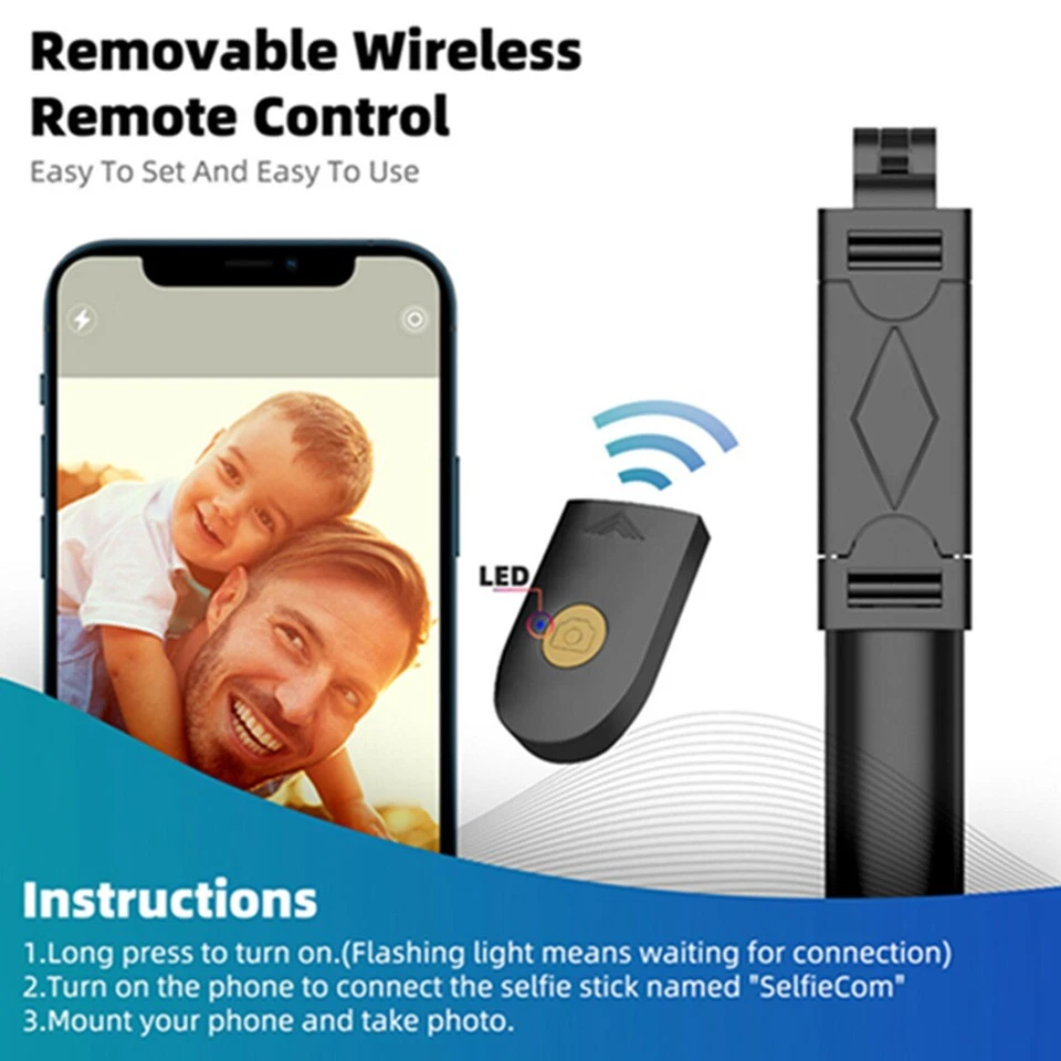 Universal 28 inch Selfie Stick Tripod Stand for Cell Phone with Bluetooth Remote - Image 2 of 4