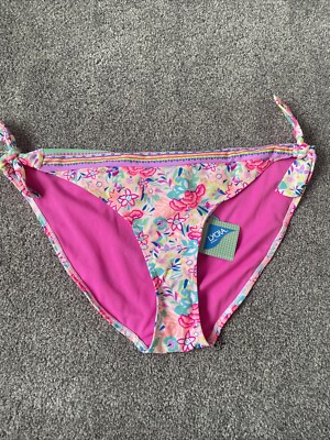 BNWT ACCESSORIZE White Pink Blue Paisley Floral Tie Waist Bikini Bottoms Size 18