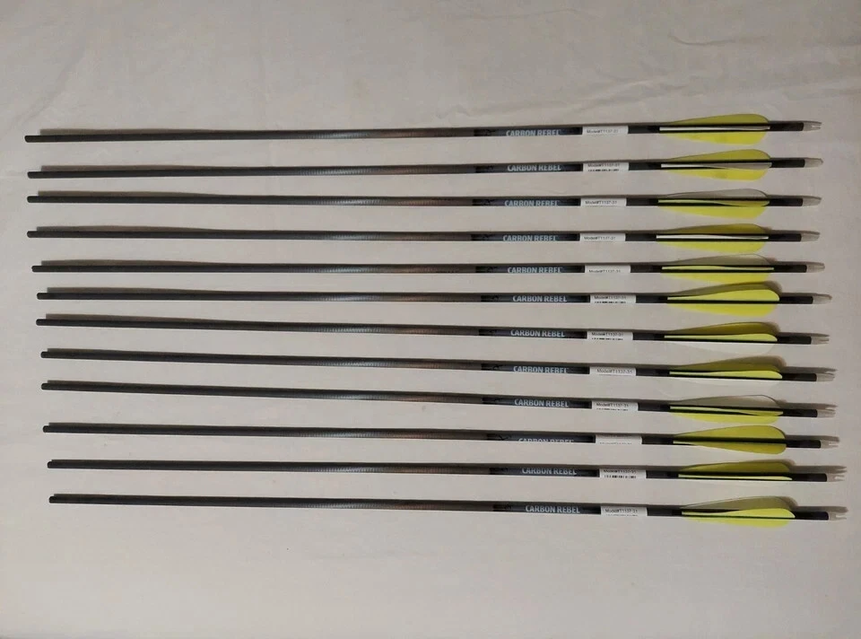 12pk Carbon Express Carbon Rebel 6075 31" Arrows w/ Vanes & Inserts: T1137-31 - Image 2 of 4