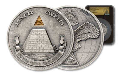 2022 $10 Niue 5oz Gilt Silver Eye of Providence UHR NGC MS70