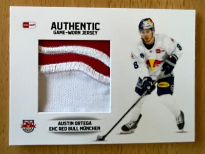 DEL 2022/23 Auth Game Worn Jersey Card AUSTIN ORTEGA - RED BULL MÜNCHEN 23/60
