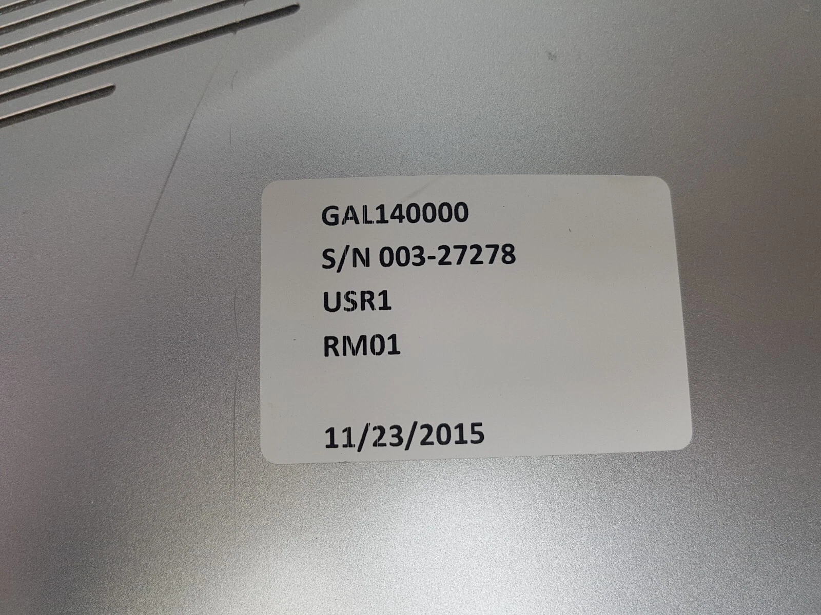 GAL140000 label on the back of the Lumenis monitor housing