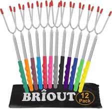 Briout Marshmallow Roasting Sticks 12 Colors Extra Long 45'' Stainless Telescopi