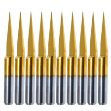 10 Pcs CNC Engraving Bits Router Bits 0.1mm Tip Titan Coated 1/8" Shank V-Bit