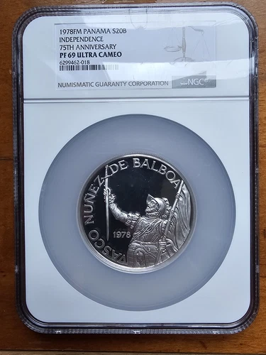 1978FM PANAMA INDEPENDENCE 75TH ANN. SILVER S20B - NGC PF69 ULTRA CAMEO POP 30/3