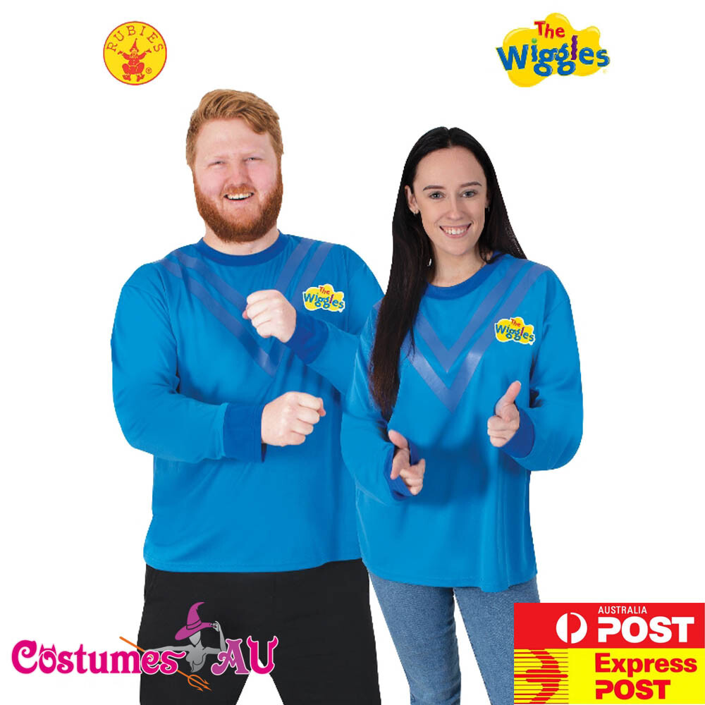 Adult The Wiggles Blue Anthony Wiggle Costume Top Mens Womens