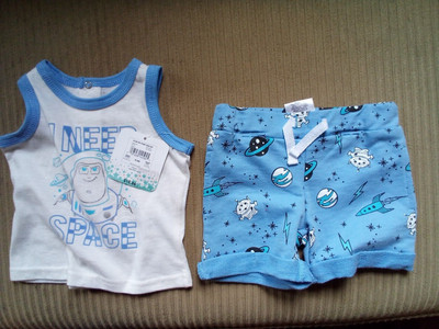 Infant Boys Outfit, Size 0-3Months) Blue & white BUZZ Light Year by Disney NWT,