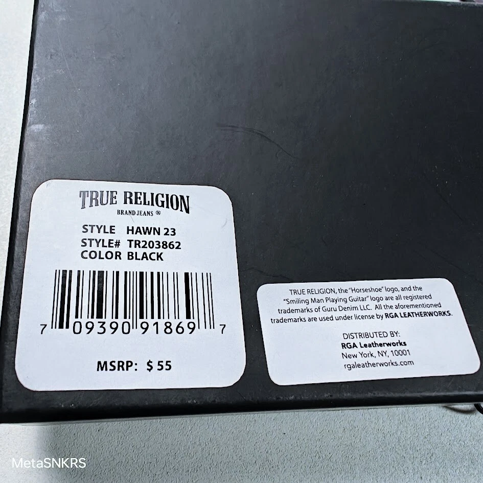 Cartera de cuero delgada True Religion negra - RFID magnética doble bolsillo frontal nueva con etiquetas Foto 3 de 4