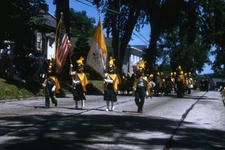 Kodak Slide 1950s Red Border Kodachrome Children's Marching Band Parade Yellow 