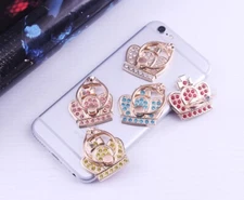 LiliDreamStore 360 Rotating Crystal Phone Ring Stand Holder-Classic Gold Crown 