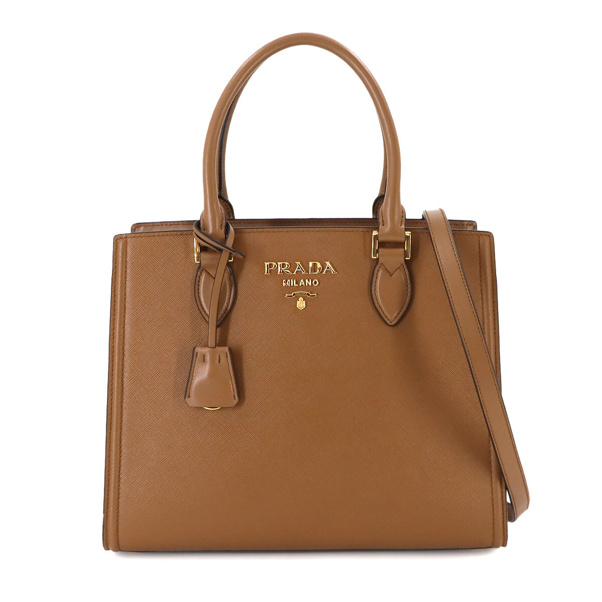 PRADA Saffiano 2way Hand Shoulder Bag Leather Brown 1BA227 PRADA Saffiano 2way Hand Shoulder Bag Leather Brown 1BA227