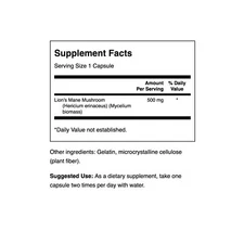 Swanson Full Spectrum Lion's Mane Mushroom, Overall Health, 500 mg, 60 Capsules