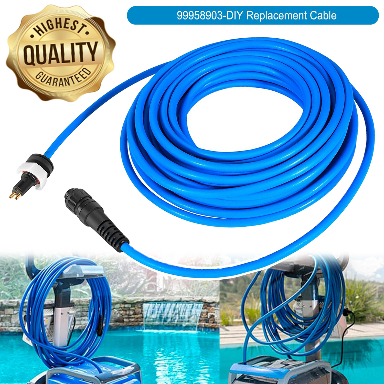 Cable de 2 cables 60 pies 99958903-DIY para limpiador de piscinas Dolphin Maytronics S200 Active20