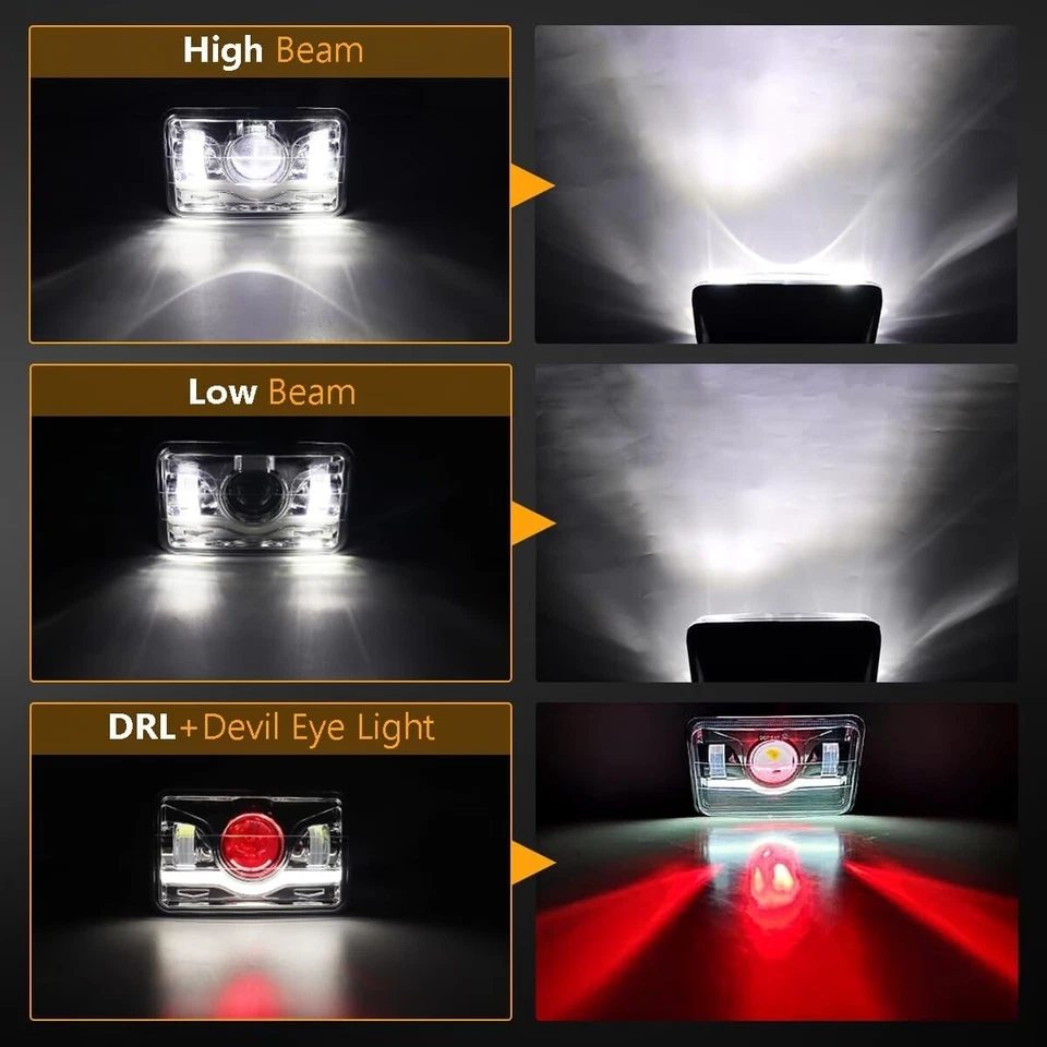 4pc 4x6'' inch Square LED Headlights Projector Bulbs Fit Ford Ranchero 1977-1979 - Image 2 of 4