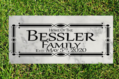 Customized Family Name Marble Stone Personalized Home Established Date Gift