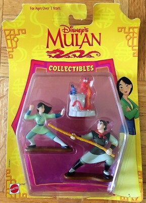 Disney's Mulan Collectibles Action Figures Warrior Mulan Li Shang Mushu  &Cri-Kee