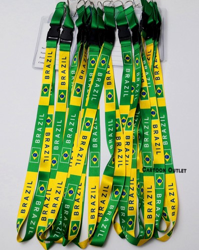 12 Brazil Flag Lanyard Keychain ID Holder Neck Strap Party Favors Llaveros - Picture 5 of 7