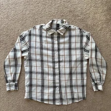 Shein Shirt Womens XS Button Up Spread Collar Brown White Black Plaid