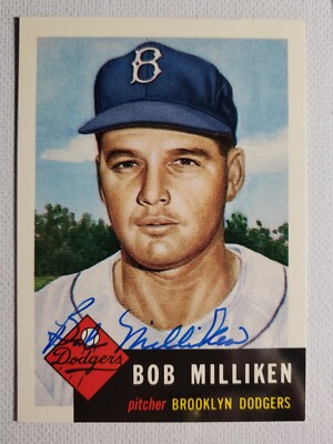 D-2007 1953 Topps Archives Bob Milliken 1991 Autograph Card Dodgers Auto 