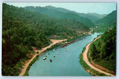1963 Eastern Kentucky  KY Vintage Postcard Air View Dewey Lake State Park Posted