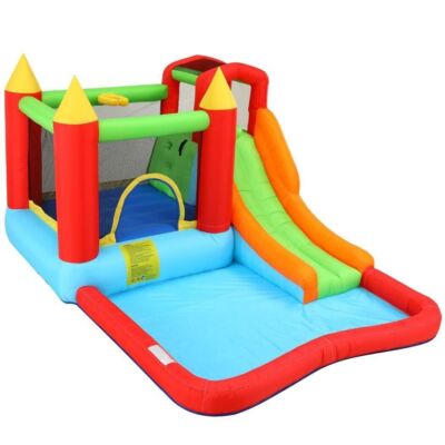 Kids Inflatable Water Park Bounce House w/Water Slide Climbing