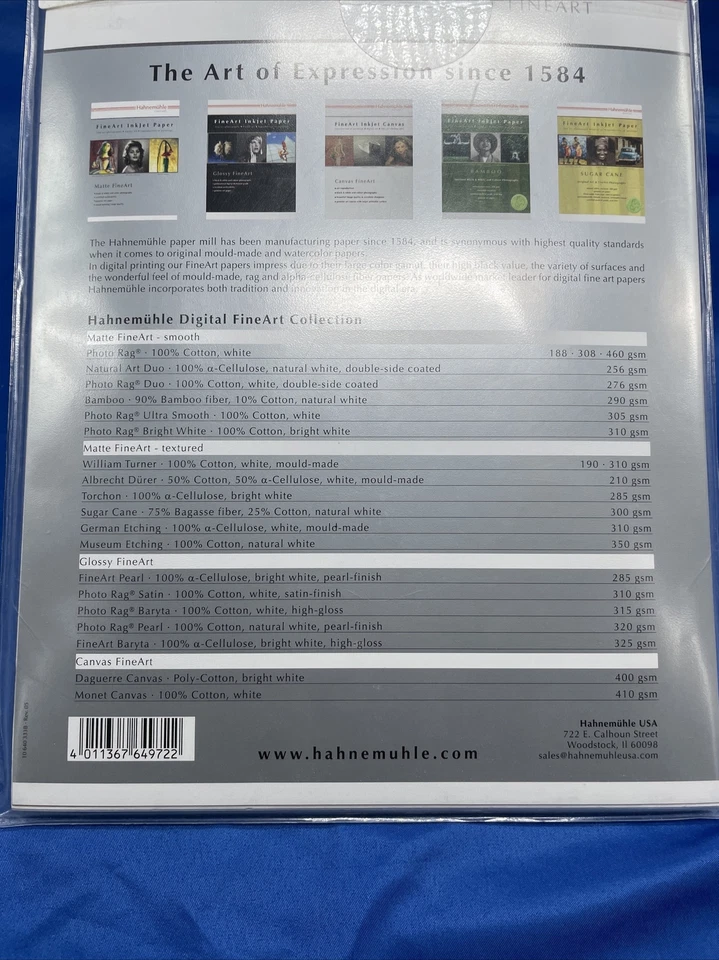 HAHNEMUHLE Matte Fine Art Paper Sample Pack, 8.5 X 11 - 18 Sheets - Image 4 of 4