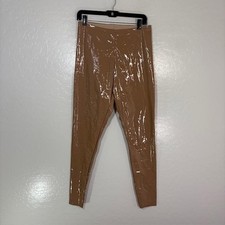 Commando Leggings Womens Large Brown Faux Patent Leather High Rise Ankle Pants