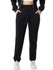 Fleece Lined Sweatpants Women Flat Front 260GSM Warm Cotton Joggers with Pock...