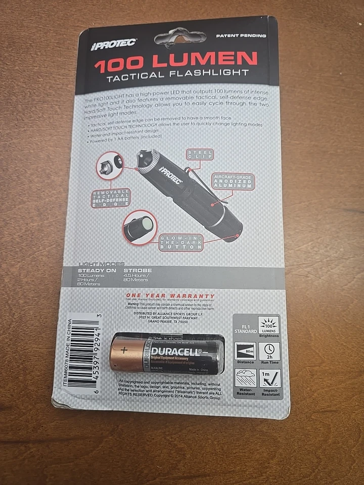 IPROTEC Pro 100 4" Light Pocket 100 Lumens Flashlight Self Defense Edge B1003 - Image 4 of 4
