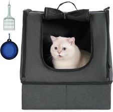 Portable Cat Travel Litter Box W/ Zipped Waterproof Bag,No Collapse W/ Hard Base