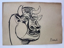 Pablo Picasso COA Art Painting Original Drawing Vintage Paper Signed