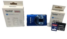 Canon PowerShot ELPH 115 IS Blue Digital Camera 16.0MP 8x Optical Zoom W/ Extras