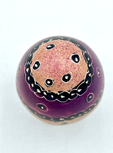 Carved Painted Stone Egg African Folk Art - Purple Tan & Black - 3" EUC  - Picture 4 of 5