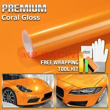 Coral Gloss Gold Orange Metallic Candy Decal Car Vinyl Wrap Sticker Sparkle Film