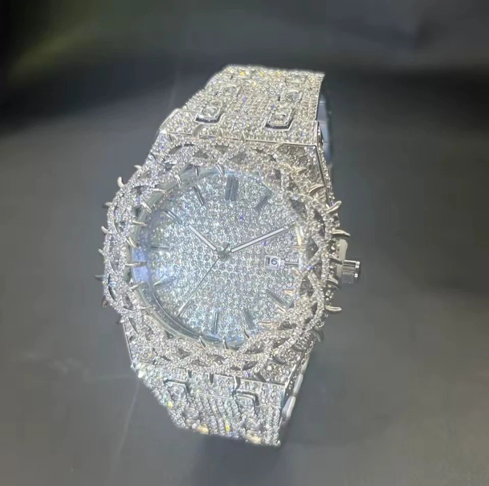 NOVO EM FOLHA 2025 Relógio de Luxo Masculino ICED OUT DIAMOND/MOISSANITE SIMULADO - Imagem 3 de 4
