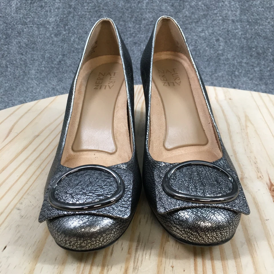 Naturalizer Shoes Womens 7 M Wright Slip On Pumps Gray Leather Heels Casual - Image 4 of 4